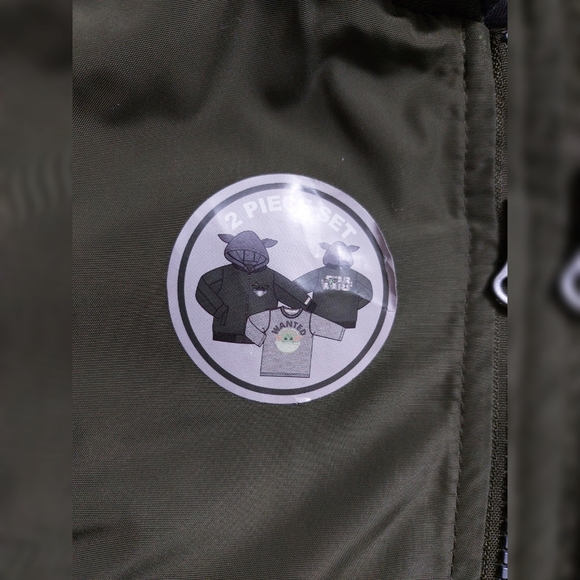 NWT Disney Star Wars 2 Pc Baby Yoda 3T Army Green Bomber Jacket & Tee - Picture 7 of 9